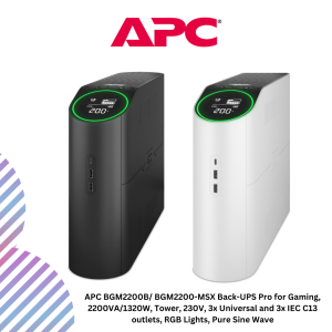 APC BGM2200B/ BGM2200-MSX Back-UPS Pro for Gaming, 2200VA/1320W, Tower, 230V, 3x Universal and 3x IEC C13 outlets, RGB Lights, Pure Sine Wave