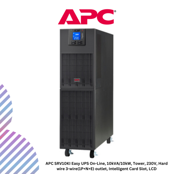 APC SRV10KI Easy UPS On-Line, 10kVA/10kW, Tower, 230V, Hard wire 3-wire(1P+N+E) outlet, Intelligent Card Slot, LCD