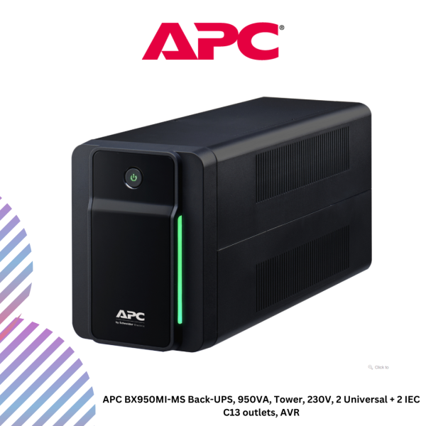 APC BX950MI-MS Back-UPS, 950VA, Tower, 230V, 2 Universal + 2 IEC C13 outlets, AVR