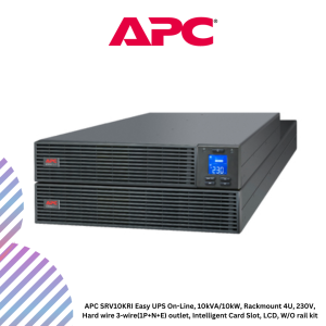 APC SRV10KRI Easy UPS On-Line, 10kVA/10kW, Rackmount 4U, 230V, Hard wire 3-wire(1P+N+E) outlet, Intelligent Card Slot, LCD, W/O rail kit