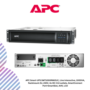 inc-15-20.png APC Smart-UPS SMT1000RMI2UC, Line Interactive, 1000VA, Rackmount 2U, 230V, 4x IEC C13 outlets, SmartConnect Port+SmartSlot, AVR, LCD