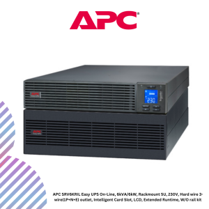 APC SRV6KRIL Easy UPS On-Line, 6kVA/6kW, Rackmount 5U, 230V, Hard wire 3-wire(1P+N+E) outlet, Intelligent Card Slot, LCD, Extended Runtime, W/O rail kit