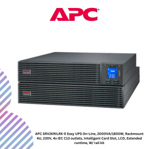 APC SRV2KRILRK-E Easy UPS On-Line, 2000VA/1800W, Rackmount 4U, 230V, 4x IEC C13 outlets, Intelligent Card Slot, LCD, Extended runtime, W/ rail kit