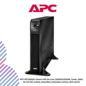 APC SRT1500XLI Smart-UPS On-Line, 1500VA/1500W, Tower, 230V, 6x C13 IEC outlets, SmartSlot, Extended runtime, W/O rail kit