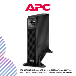 APC SRT2200XLI Smart-UPS On-Line, 2200VA, Tower, 230V, 8x C13+2x C19 IEC outlets, SmartSlot, Extended runtime, W/O rail kit