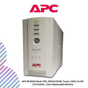 APC BK350EI Back-UPS, 350VA/210W, Tower, 230V, 4x IEC C13 Outlets , User Replaceable Battery