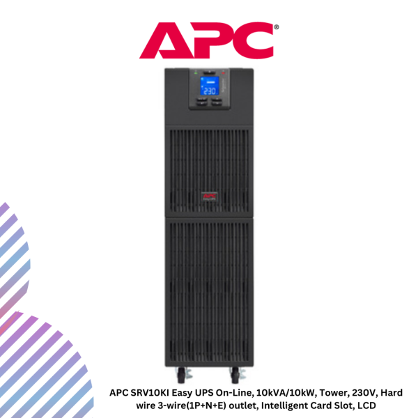 APC SRV10KI Easy UPS On-Line, 10kVA/10kW, Tower, 230V, Hard wire 3-wire(1P+N+E) outlet, Intelligent Card Slot, LCD