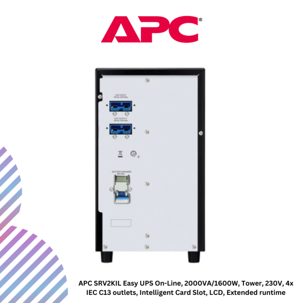 APC SRV2KIL Easy UPS On-Line, 2000VA/1600W, Tower, 230V, 4x IEC C13 outlets, Intelligent Card Slot, LCD, Extended runtime