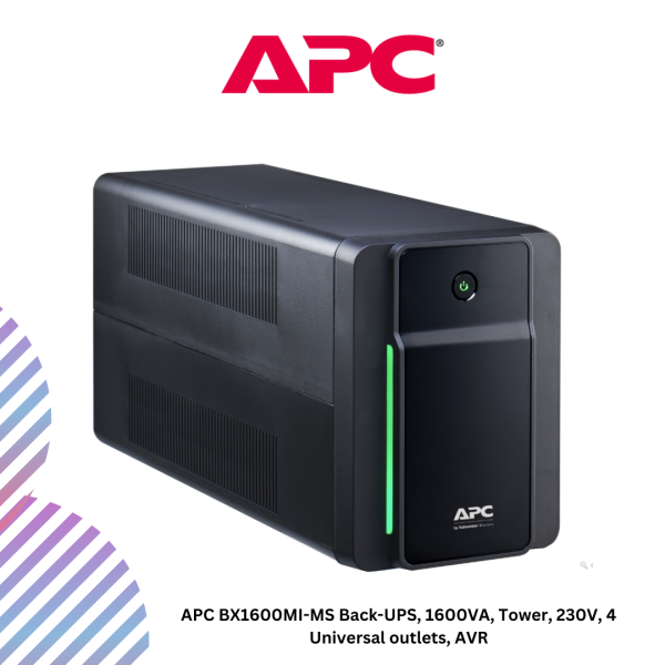 APC BX1600MI-MS Back-UPS, 1600VA, Tower, 230V, 4 Universal outlets, AVR