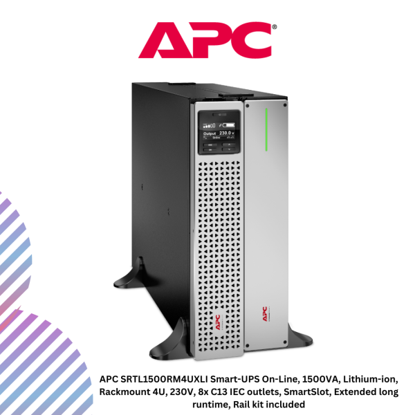 inc-20-57.png APC SRTL1500RM4UXLI Smart-UPS On-Line, 1500VA, Lithium-ion, Rackmount 4U, 230V, 8x C13 IEC outlets, SmartSlot, Extended long runtime, Rail kit included
