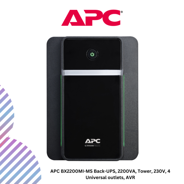 APC BX2200MI-MS Back-UPS, 2200VA, Tower, 230V, 4 Universal outlets, AVR