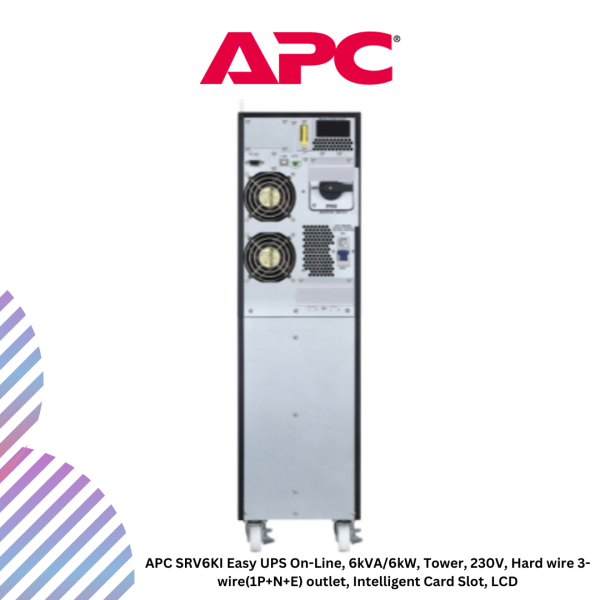 APC SRV6KI Easy UPS On-Line, 6kVA/6kW, Tower, 230V, Hard wire 3-wire(1P+N+E) outlet, Intelligent Card Slot, LCD