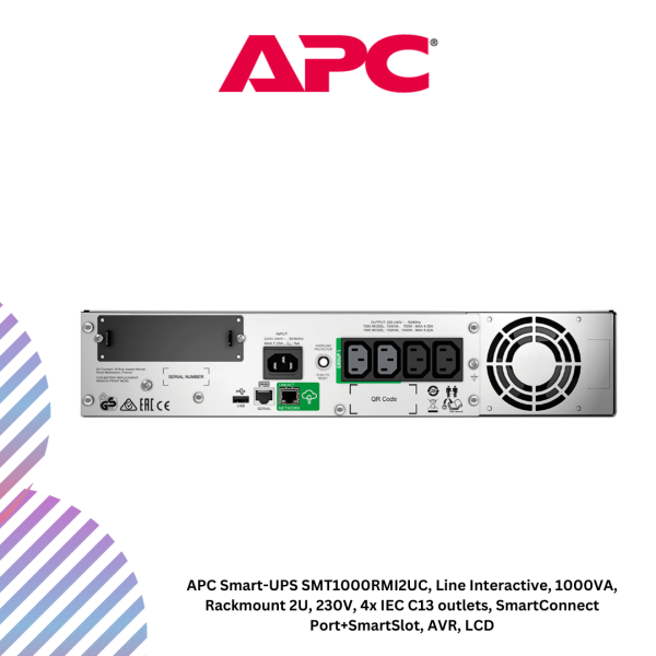 inc-21-17.png APC Smart-UPS SMT1000RMI2UC, Line Interactive, 1000VA, Rackmount 2U, 230V, 4x IEC C13 outlets, SmartConnect Port+SmartSlot, AVR, LCD