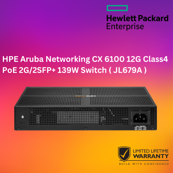 HPE Aruba Networking CX 6100 12G Class4 PoE 2G/2SFP+ 139W Switch ( JL679A )