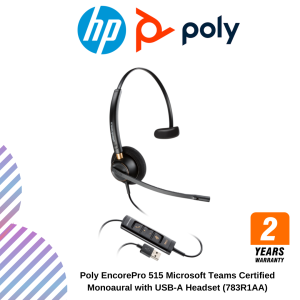 Poly EncorePro 515 Microsoft Teams Certified Monoaural with USB-A Headset (783R1AA)