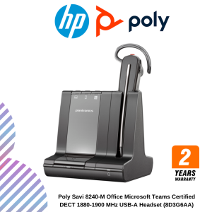 Poly Savi 8240-M Office Microsoft Teams Certified DECT 1880-1900 MHz USB-A Headset (8D3G6AA)