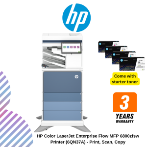HP Color LaserJet Enterprise Flow MFP 6800zfsw Printer (6QN37A) - Print, Scan, Copy