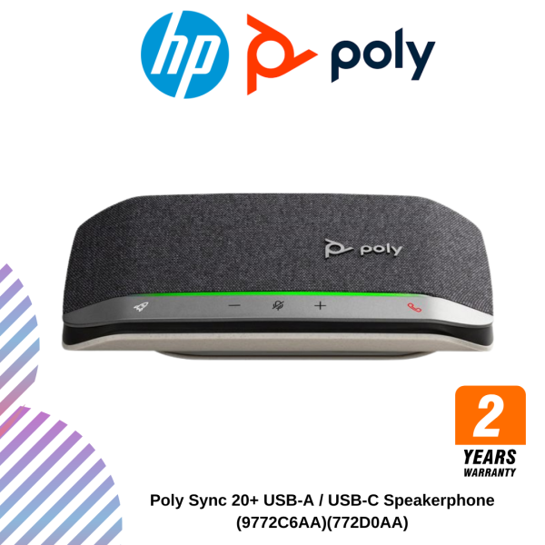 inc-22-2-3.png Poly Sync 20+ USB-A / USB-C Speakerphone (772C6AA)(772D0AA)