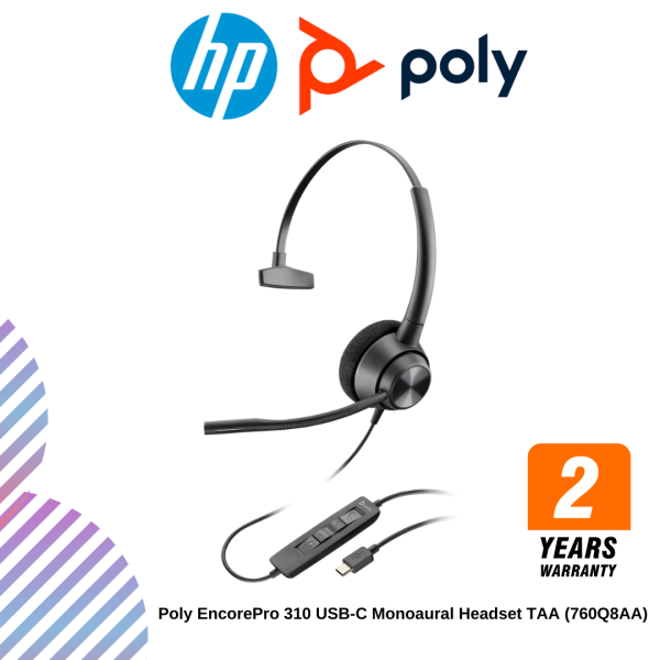 Poly EncorePro 310 USB-C Monoaural Headset TAA (760Q8AA)