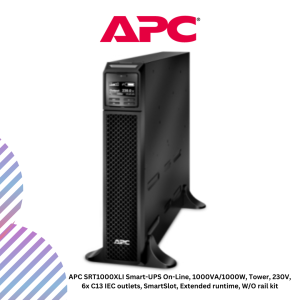 APC SRT1000XLI Smart-UPS On-Line, 1000VA/1000W, Tower, 230V, 6x C13 IEC outlets, SmartSlot, Extended runtime, W/O rail kit
