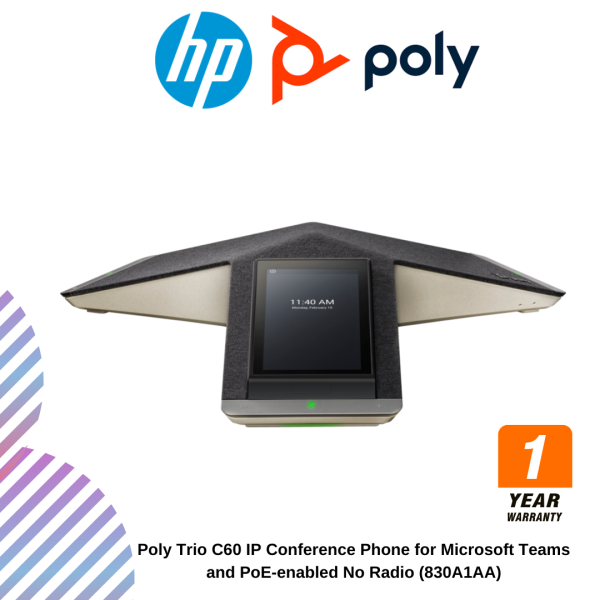 Poly Trio C60 IP Conference Phone for Microsoft Teams and PoE-enabled No Radio (830A1AA)