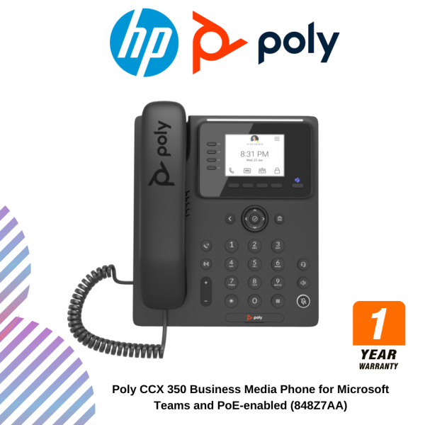 Poly CCX 350 Business Media Phone for Microsoft Teams and PoE-enabled (848Z7AA)