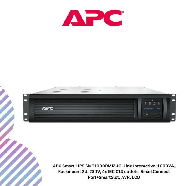 inc-22-8.png APC Smart-UPS SMT1000RMI2UC, Line Interactive, 1000VA, Rackmount 2U, 230V, 4x IEC C13 outlets, SmartConnect Port+SmartSlot, AVR, LCD