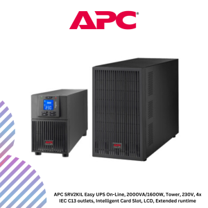 APC SRV2KIL Easy UPS On-Line, 2000VA/1600W, Tower, 230V, 4x IEC C13 outlets, Intelligent Card Slot, LCD, Extended runtime
