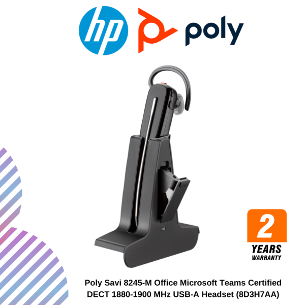 Poly Savi 8245-M Office Microsoft Teams Certified DECT 1880-1900 MHz USB-A Headset (8D3H7AA)