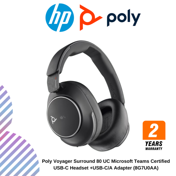 Poly Voyager Surround 80 UC Microsoft Teams Certified USB-C Headset +USB-C/A Adapter (8G7U0AA)