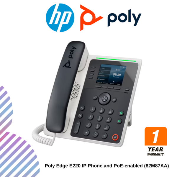 Poly Edge E220 IP Phone and PoE-enabled (82M87AA)