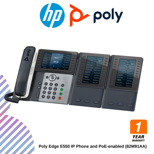 Poly Edge E550 IP Phone and PoE-enabled (82M91AA)