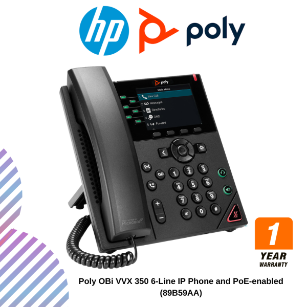 Poly OBi VVX 350 6-Line IP Phone and PoE-enabled (89B59AA)