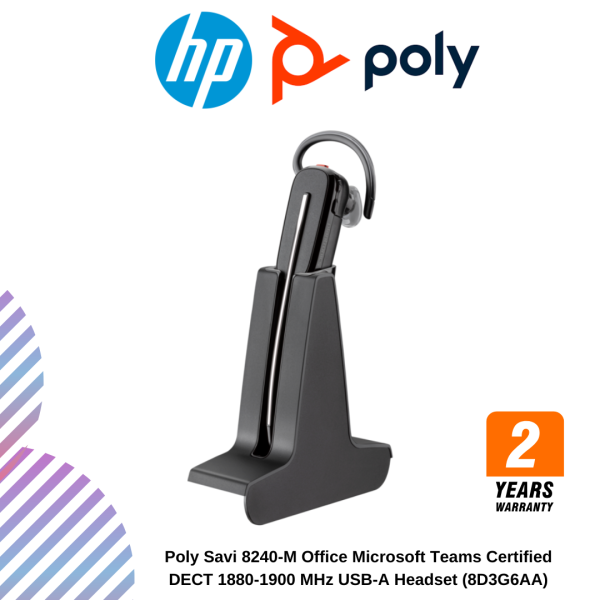 Poly Savi 8240-M Office Microsoft Teams Certified DECT 1880-1900 MHz USB-A Headset (8D3G6AA)