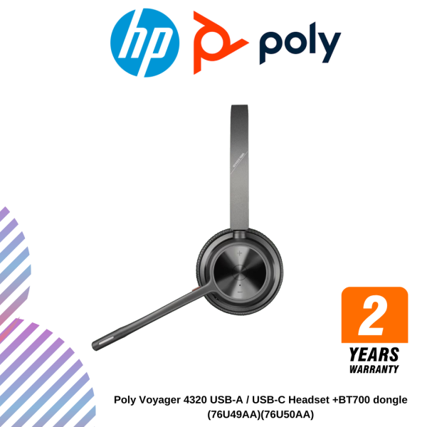 Poly Voyager 4320 USB-A / USB-C Headset +BT700 dongle (76U49AA)(76U50AA)