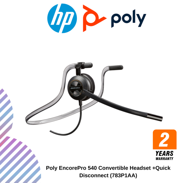 Poly EncorePro 540 Convertible Headset +Quick Disconnect (783P1AA)