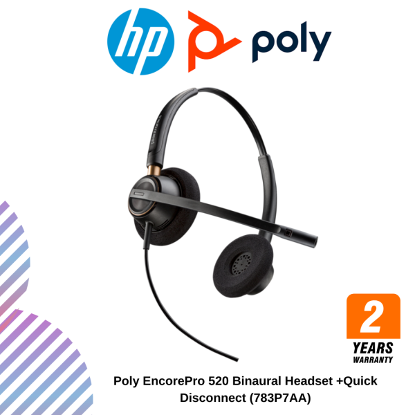 Poly EncorePro 520 Binaural Headset +Quick Disconnect (783P7AA)