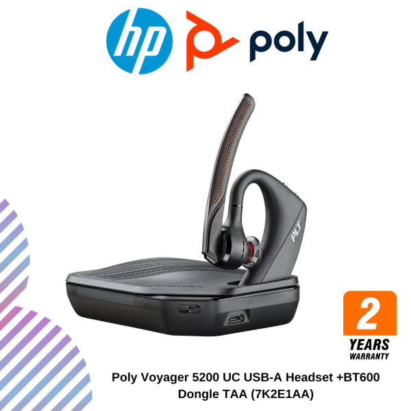 Poly Voyager 5200 UC USB-A Headset +BT600 Dongle TAA (7K2E1AA)