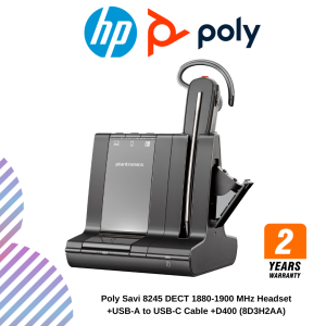 Poly Savi 8245 DECT 1880-1900 MHz Headset +USB-A to USB-C Cable +D400 (8D3H2AA)