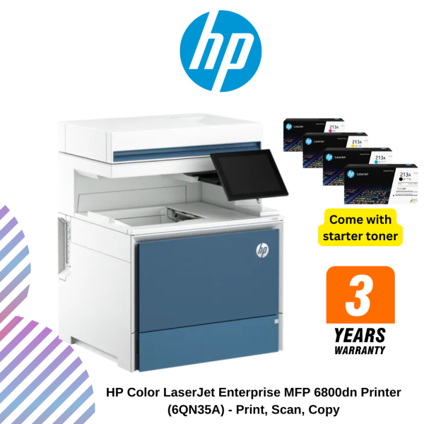 HP Color LaserJet Enterprise MFP 6800dn Printer (6QN35A) - Print, Scan, Copy