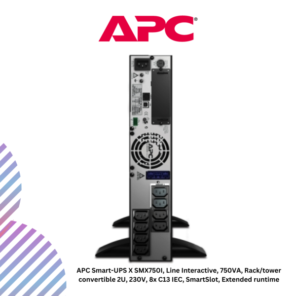 APC Smart-UPS X SMX750I, Line Interactive, 750VA, Rack/tower convertible 2U, 230V, 8x C13 IEC, SmartSlot, Extended runtime