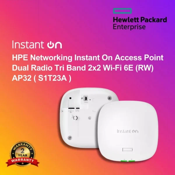 HPE Networking Instant On Access Point Dual Radio Tri Band 2x2 Wi‑Fi 6E (RW) AP32 ( S1T23A )
