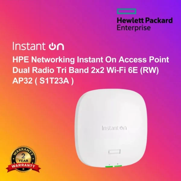 HPE Networking Instant On Access Point Dual Radio Tri Band 2x2 Wi‑Fi 6E (RW) AP32 ( S1T23A )