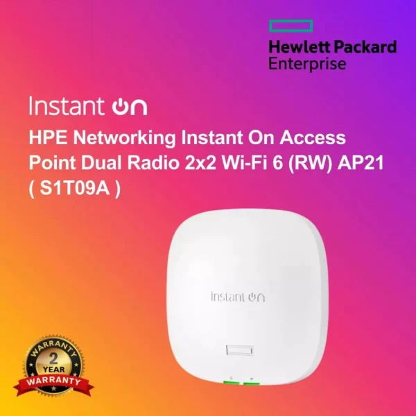 HPE Networking Instant On Access Point Dual Radio 2x2 Wi‑Fi 6 (RW) AP21 ( S1T09A )