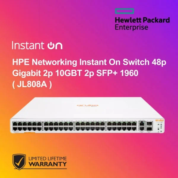 HPE Networking Instant On Switch 48p Gigabit 2p 10GBT 2p SFP+ 1960 ( JL808A )