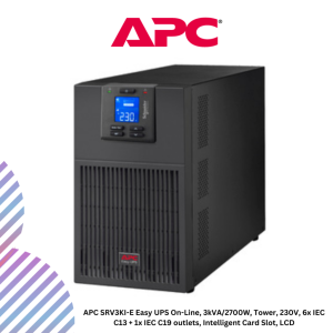 APC SRV3KI-E Easy UPS On-Line, 3kVA/2700W, Tower, 230V, 6x IEC C13 + 1x IEC C19 outlets, Intelligent Card Slot, LCD