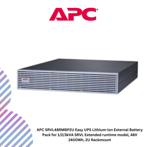 APC SRVL48RMBP2U Easy UPS Lithium-ion External Battery Pack for 1/2/3kVA SRVL Extended runtime model, 48V 2400Wh, 2U Rackmount