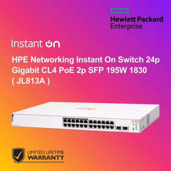 HPE Networking Instant On Switch 24p Gigabit CL4 PoE 2p SFP 195W 1830 (JL813A)