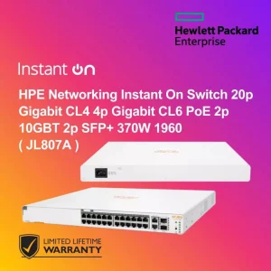 HPE Networking Instant On Switch 20p Gigabit CL4 4p Gigabit CL6 PoE 2p 10GBT 2p SFP+ 370W 1960 ( JL807A )