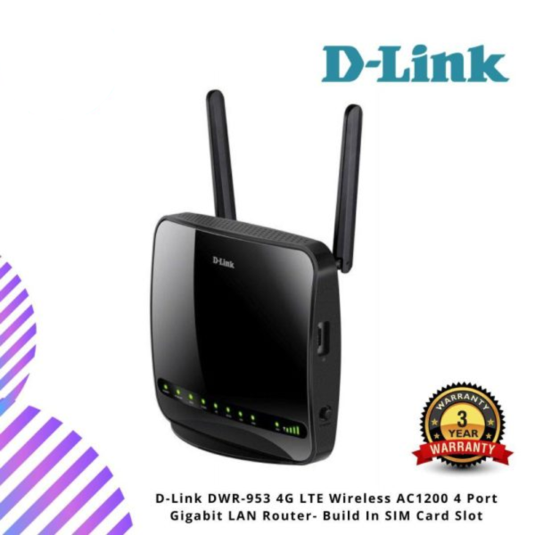 D-Link DWR-953 4G LTE Wireless AC1200 4 Port Gigabit LAN Router- Build In SIM Card Slot
